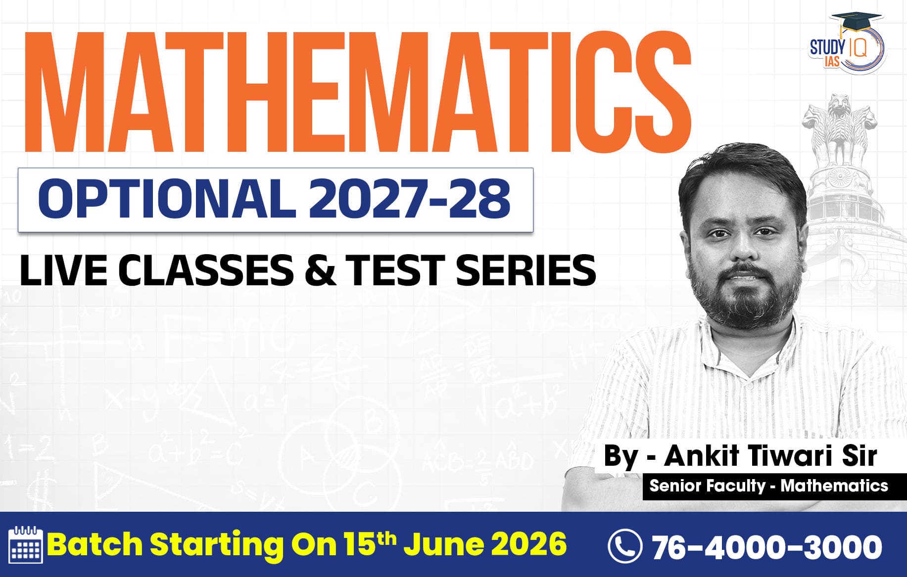 UPSC IAS (Mains) Mathematics Optional Live 2027-28 (Comprehensive) June Batch By Ankit Tiwari