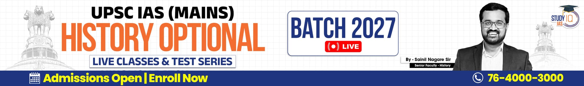 UPSC IAS (Mains) History Optional Live 2027-28 (Comprehensive) June Batch By Sainil Nagare